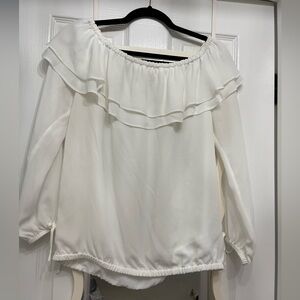 Michael Kors White Ruffle Off-Shoulder Blouse